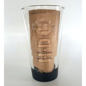 Harley-Davidson Biker Pt Beer Glass HD Motorcycle Rider Shield Black Logo Bottom